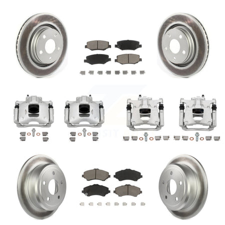 Front Rear Disc Brake Caliper Coated Rotors And Ceramic Pad Kit (10Pc) For Jeep Wrangler KCG-101114C