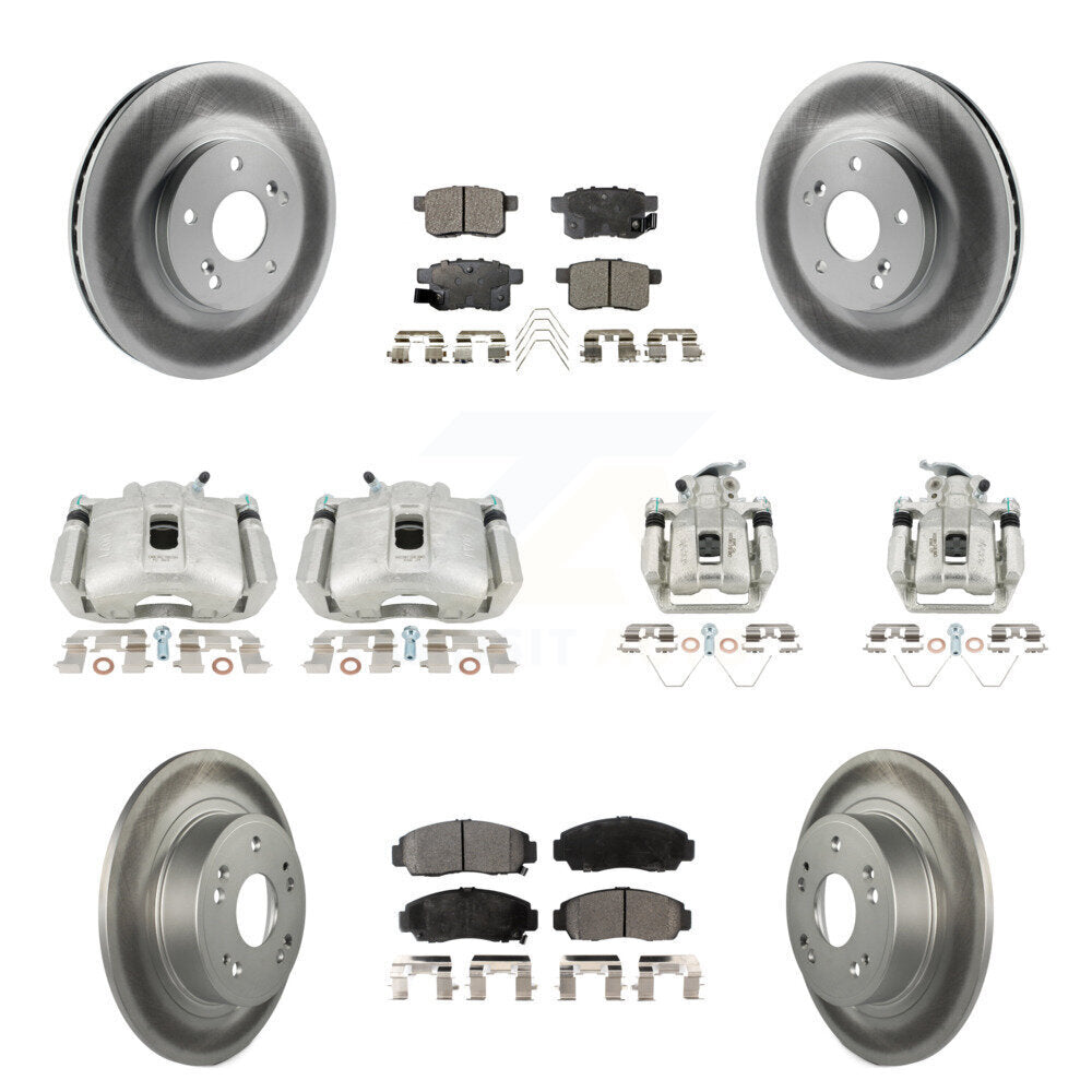 Front Rear Brake Caliper Coat Rotors & Ceramic Pad Kit (10Pc) For Honda Accord Acura TSX KCG-101114T