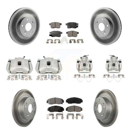Front Rear Brake Caliper Coat Rotors & Ceramic Pad Kit (10Pc) For Honda Accord Acura TSX KCG-101114T