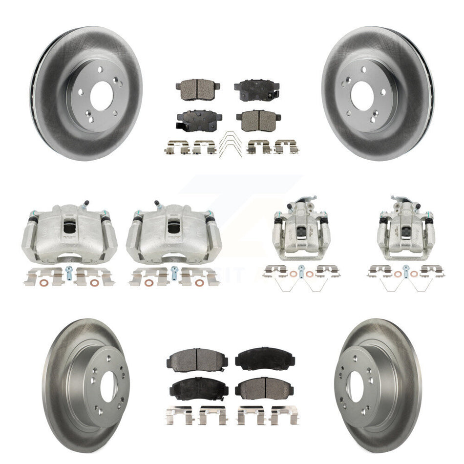 Front Rear Brake Caliper Coat Rotors & Ceramic Pad Kit (10Pc) For Honda Accord Acura TSX KCG-101114T