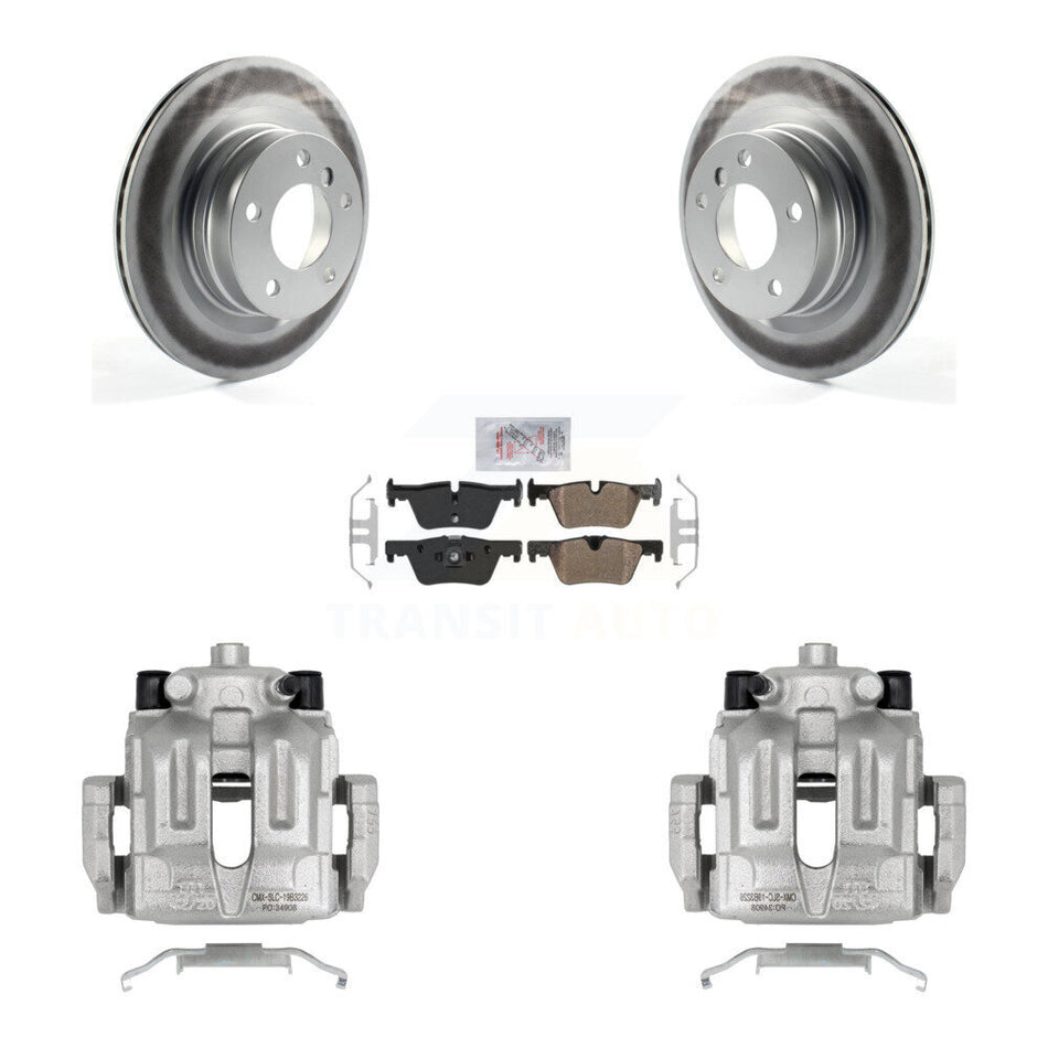 Rear Disc Brake Caliper Coated Rotors And Semi-Metallic Pads Kit For 2012 BMW 328i 2.0L Without Blue Painted Calipers KCG-101115N