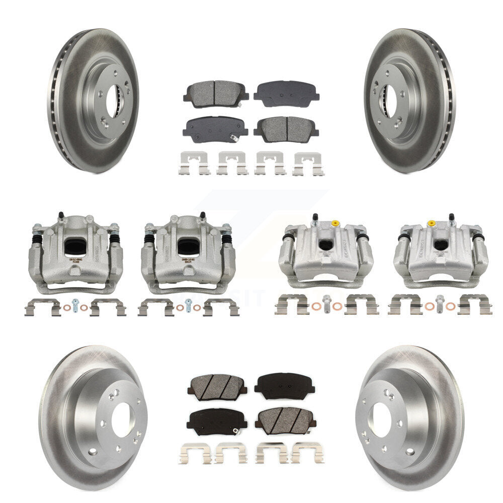 Front Rear Brake Caliper Coat Rotors & Semi-Metallic Pad Kit (10Pc) For Hyundai Santa Fe KCG-101116S