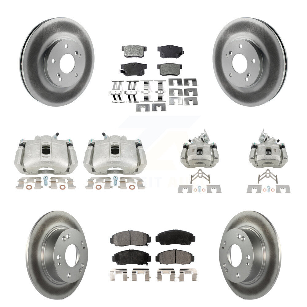 Front Rear Brake Caliper Coat Rotors & Ceramic Pad Kit (10Pc) For Honda Accord Acura TSX KCG-101116T
