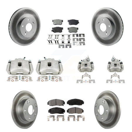Front Rear Brake Caliper Coat Rotors & Ceramic Pad Kit (10Pc) For Honda Accord Acura TSX KCG-101116T