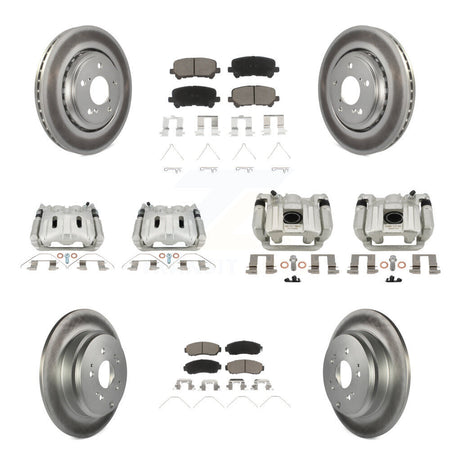 Front Rear Brake Caliper Coat Rotor & Ceramic Pad Kit (10Pc) For 2015-2017 Honda Odyssey KCG-101117C