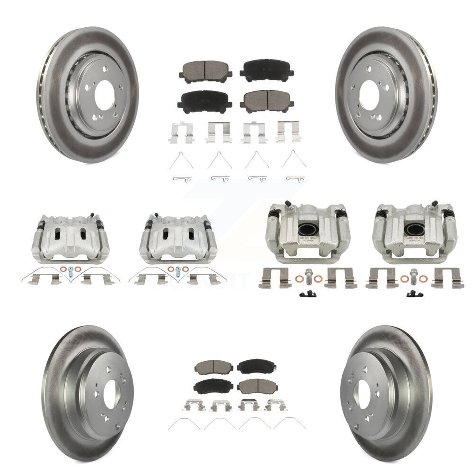 Front Rear Brake Caliper Coat Rotor & Ceramic Pad Kit (10Pc) For 2015-2017 Honda Odyssey KCG-101117C