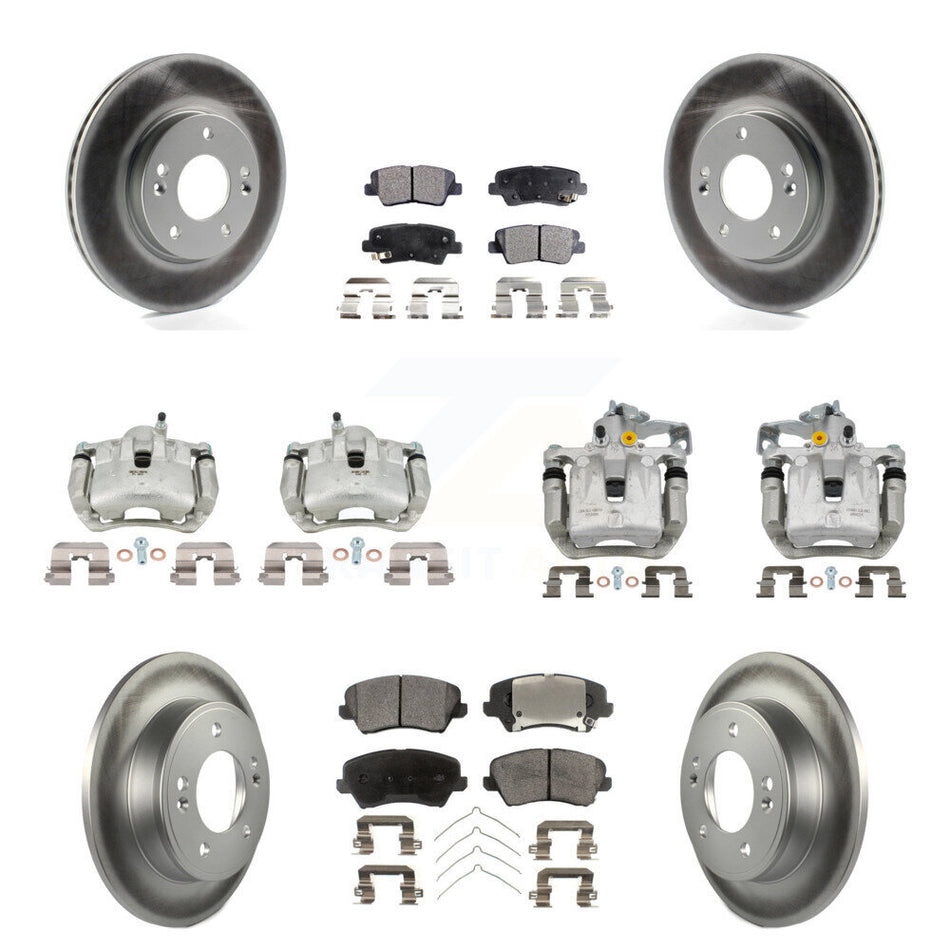 Front Rear Brake Caliper Coat Rotors Semi-Metallic Pad Kit (10Pc) For Hyundai Elantra GT KCG-101117P