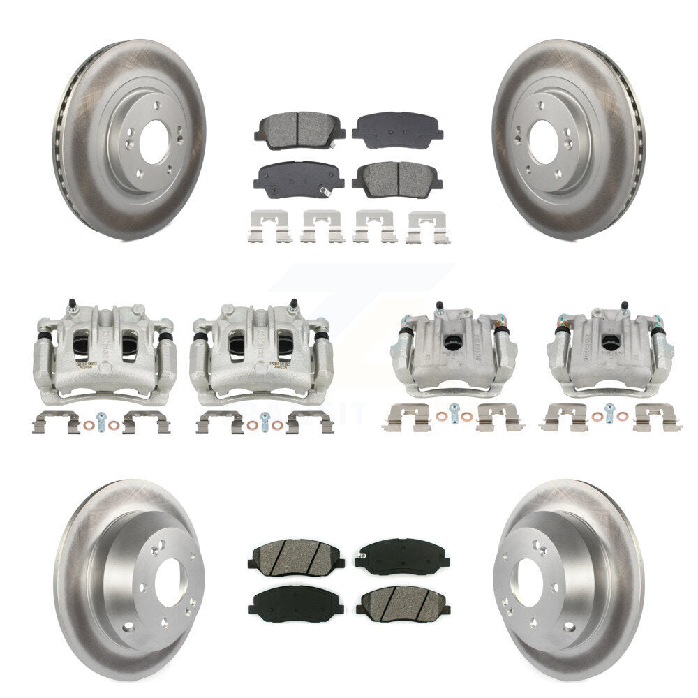 Front Rear Brake Caliper Coat Rotor Semi-Metallic Pad Kit (10Pc) For Hyundai Santa Fe XL KCG-101117S