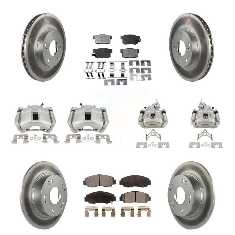 Front Rear Disc Brake Caliper Coated Rotors And Ceramic Pads Kit (10Pc) For Honda Accord KCG-101117T