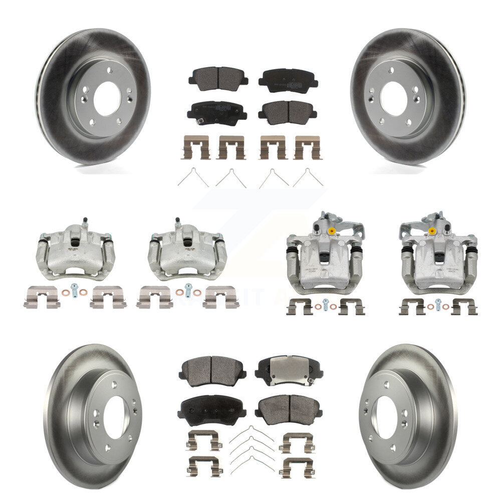 Front Rear Brake Caliper Coat Rotor & Semi-Metallic Pad Kit (10Pc) For Kia Forte Hyundai KCG-101119P
