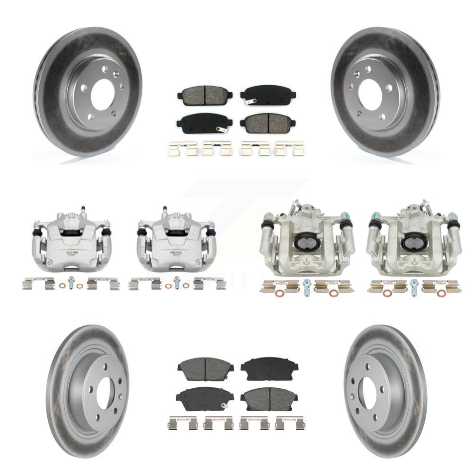 Front Rear Brake Caliper Coat Rotor And Semi-Metallic Pad Kit (10Pc) For Chevrolet Cruze KCG-101119S