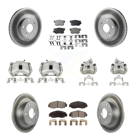Front Rear Disc Brake Caliper Coated Rotors And Ceramic Pads Kit (10Pc) For Honda Accord KCG-101119T