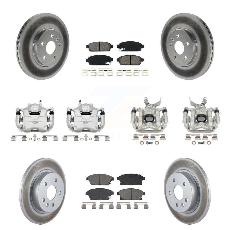 Front Rear Disc Brake Caliper Coat Rotor Semi-Metallic Pad Kit (10Pc) For Chevrolet Trax KCG-101120S