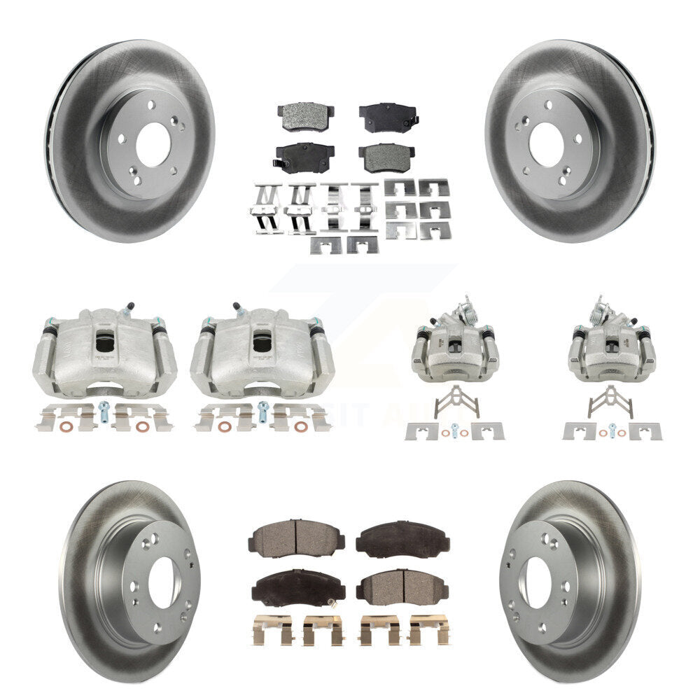 Front Rear Disc Brake Caliper Coated Rotors And Ceramic Pads Kit (10Pc) For Honda Accord KCG-101120T