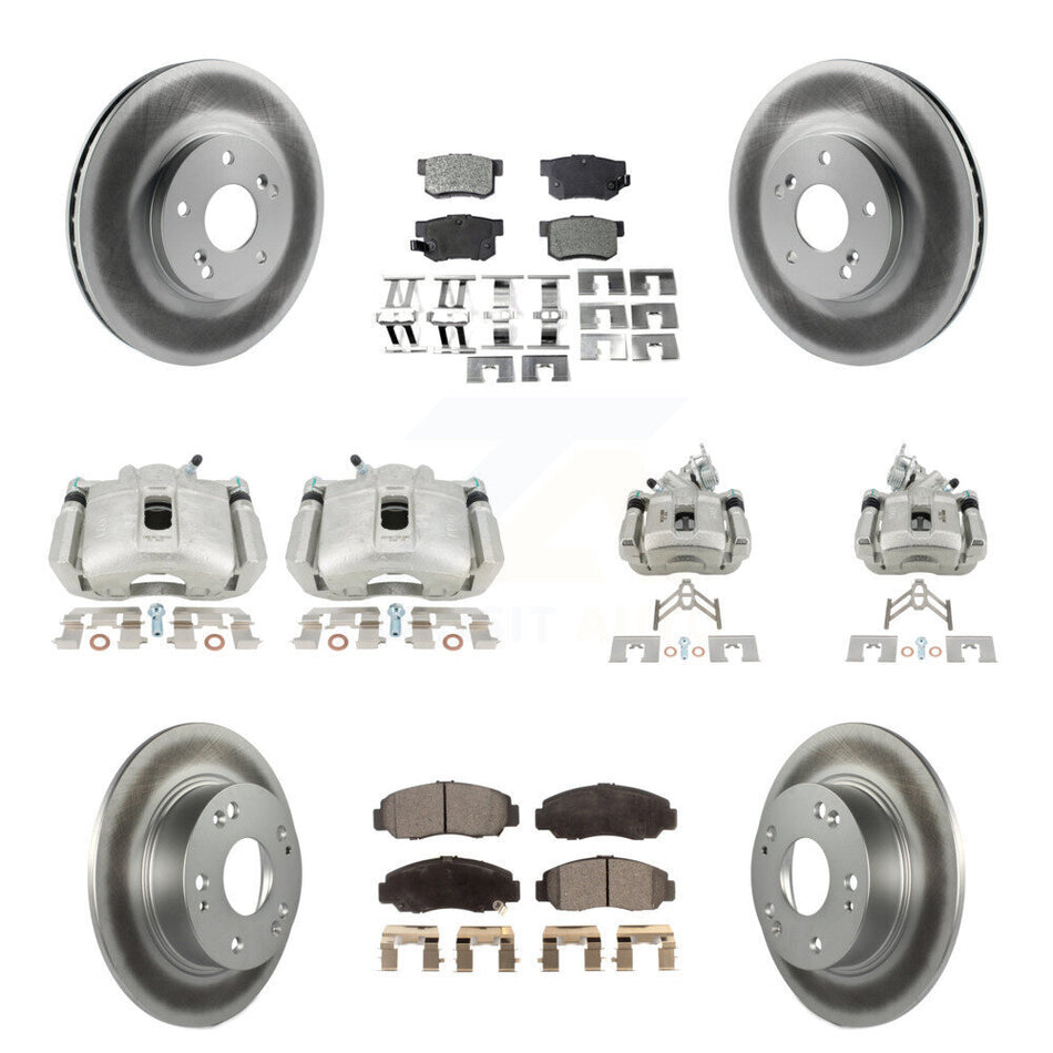 Front Rear Disc Brake Caliper Coated Rotors And Ceramic Pads Kit (10Pc) For Honda Accord KCG-101120T
