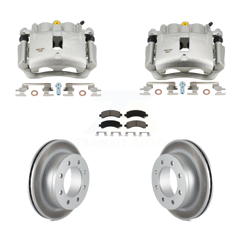 Rear Disc Brake Caliper Coated Rotors And Ceramic Pads Kit For GMC Savana 2500 KCG-101121C