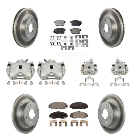 Front Rear Disc Brake Caliper Coated Rotors And Ceramic Pads Kit (10Pc) For Honda Accord KCG-101122T