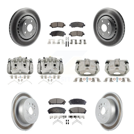 Front Rear Brake Caliper Coat Rotor & Semi-Metallic Pad Kit (10Pc) For Toyota Highlander KCG-101124P