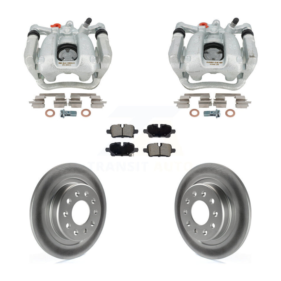 Rear Brake Caliper Coat Rotor & Ceramic Pad Kit For Chevrolet Equinox GMC Terrain Malibu KCG-101128C