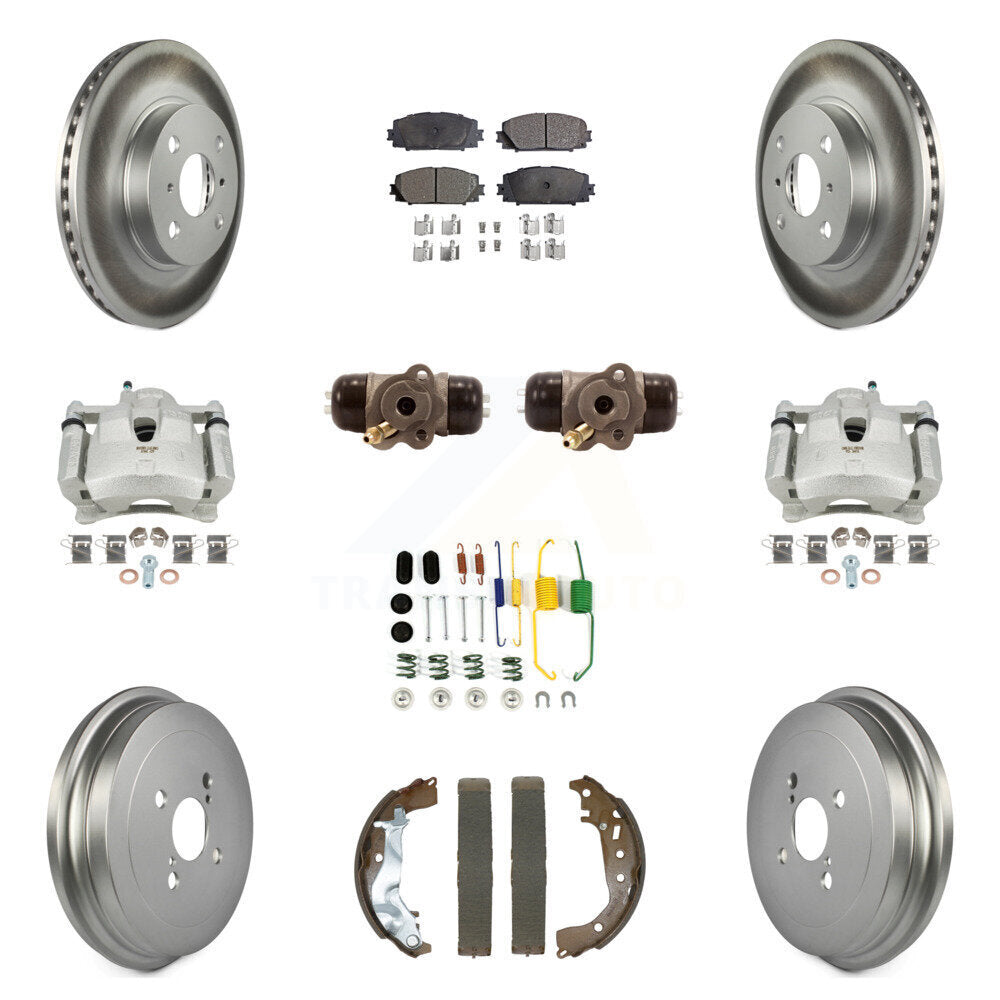 Front Rear Brake Caliper Coat Rotor Drum Semi-Metallic Pad Shoes Cylinder Kit (11Pc) For KCG-101128P