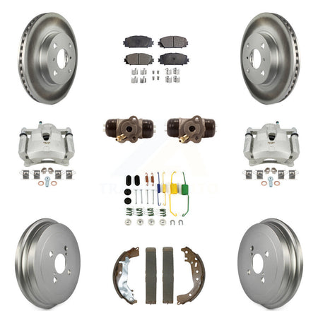 Front Rear Brake Caliper Coat Rotor Drum Semi-Metallic Pad Shoes Cylinder Kit (11Pc) For KCG-101128P