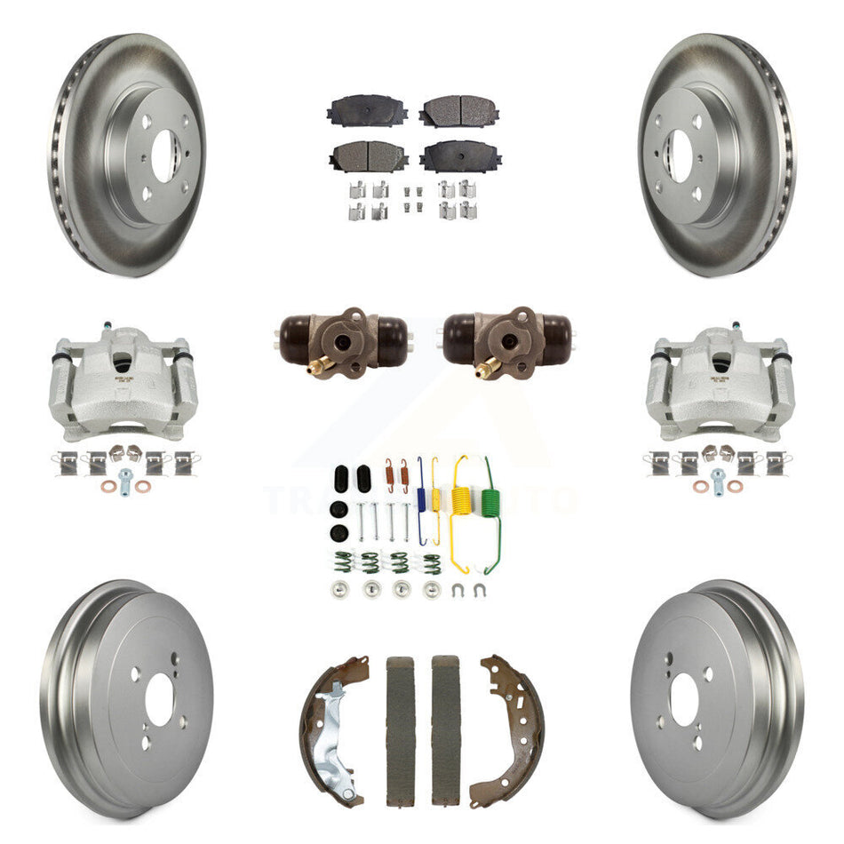 Front Rear Brake Caliper Coat Rotor Drum Semi-Metallic Pad Shoes Cylinder Kit (11Pc) For KCG-101128P