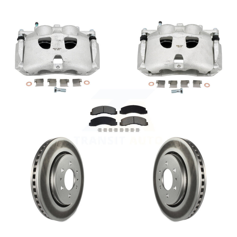 Front Disc Brake Caliper Coat Rotors & Semi-Metallic Pad Kit For Ford Expedition Lincoln KCG-101128S