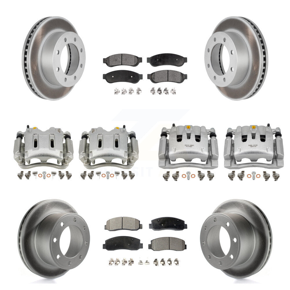 Front Rear Brake Caliper Coat Rotor Ceramic Pad Kit (10Pc) For Ford F-250 Super Duty 4WD KCG-101128T