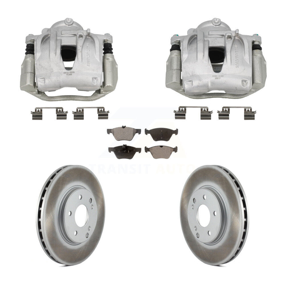 Front Disc Brake Caliper Coated Rotors And Semi-Metallic Pads Kit For Mercedes-Benz E320 KCG-101129P