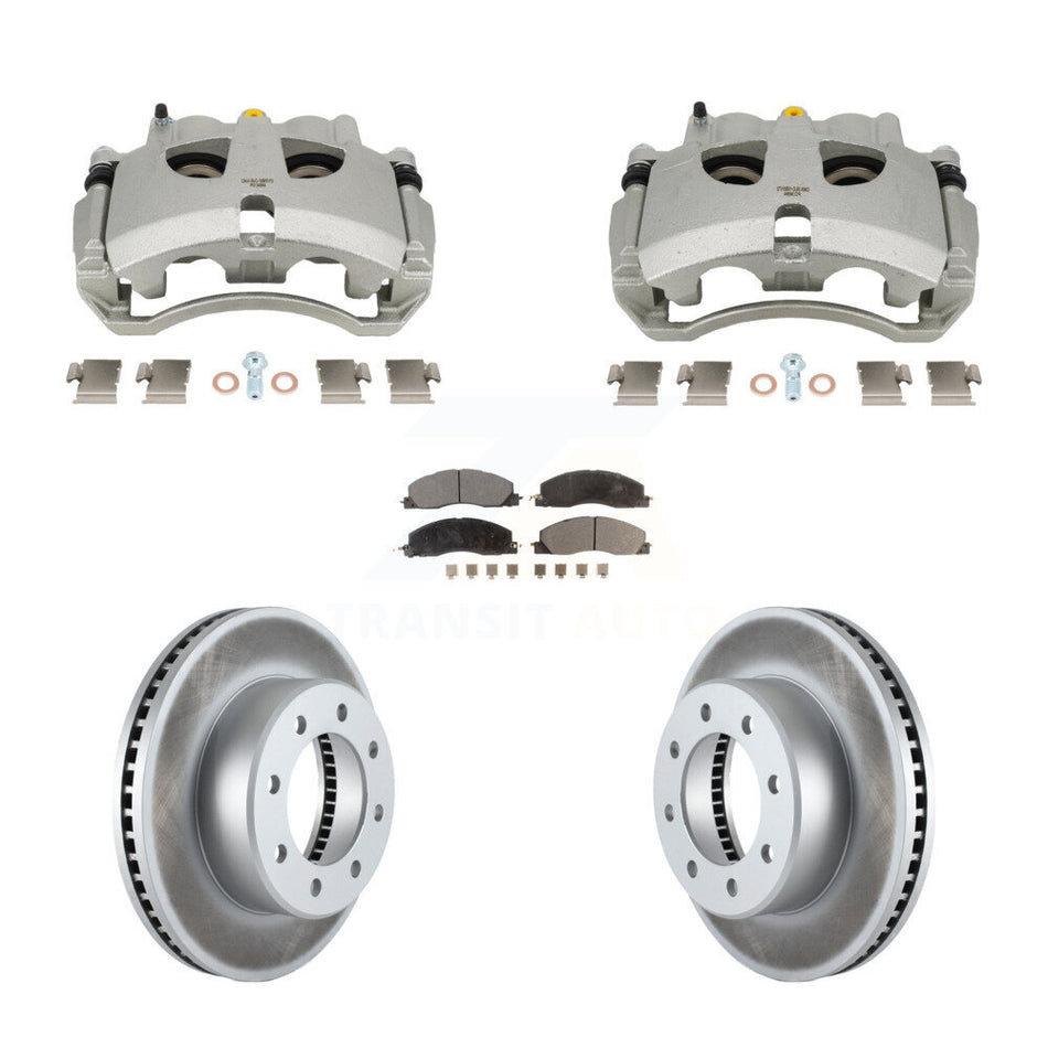 Front Disc Brake Caliper Coated Rotors And Semi-Metallic Pad Kit For Ram 3500 2500 Dodge KCG-101130P