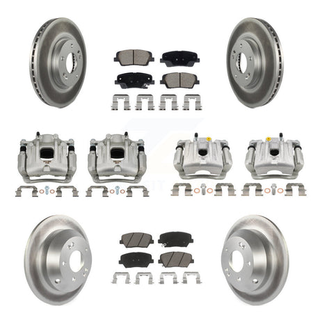 Front Rear Disc Brake Caliper Coat Rotor Ceramic Pad Kit (10Pc) For Hyundai Santa Fe Kia KCG-101132C