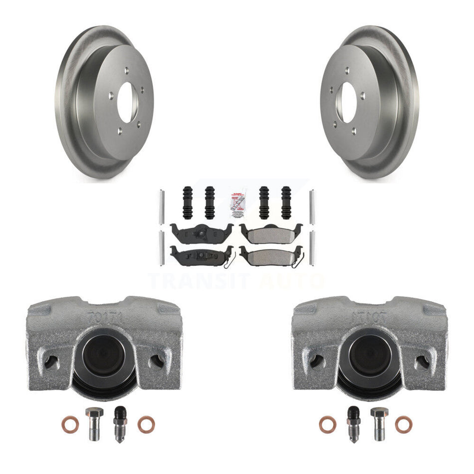 Rear Disc Brake Caliper Coated Rotors And Semi-Metallic Pads Kit For 2004 Ford F-150 With 5 Lug Wheels 11th Digit Of Vin Is C KCG-101132N by Transit Auto