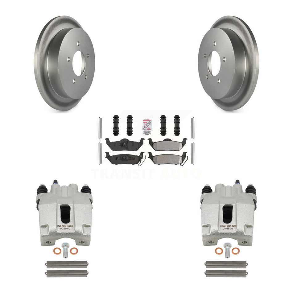 Rear Disc Brake Caliper Coated Rotors And Semi-Metallic Pads Kit For 2004 Ford F-150 With 5 Lug Wheels 11th Digit Of Vin Is C KCG-101132N