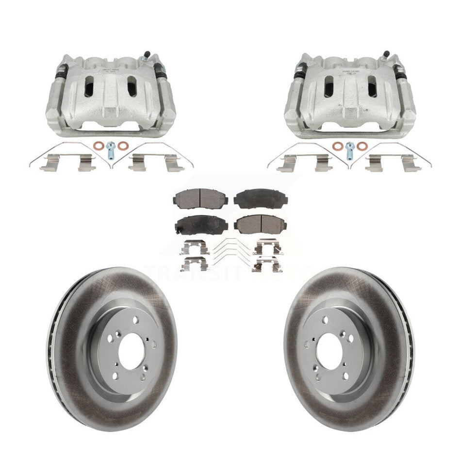 Front Disc Brake Caliper Coat Rotors & Semi-Metallic Pad Kit For 2011-2014 Honda Odyssey KCG-101132P