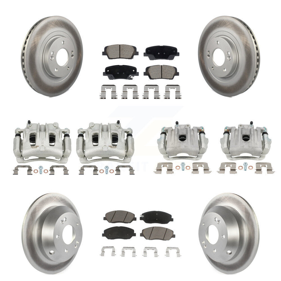 Front Rear Brake Caliper Coat Rotors Ceramic Pad Kit (10Pc) For Hyundai Santa Fe XL 3.3L KCG-101133C