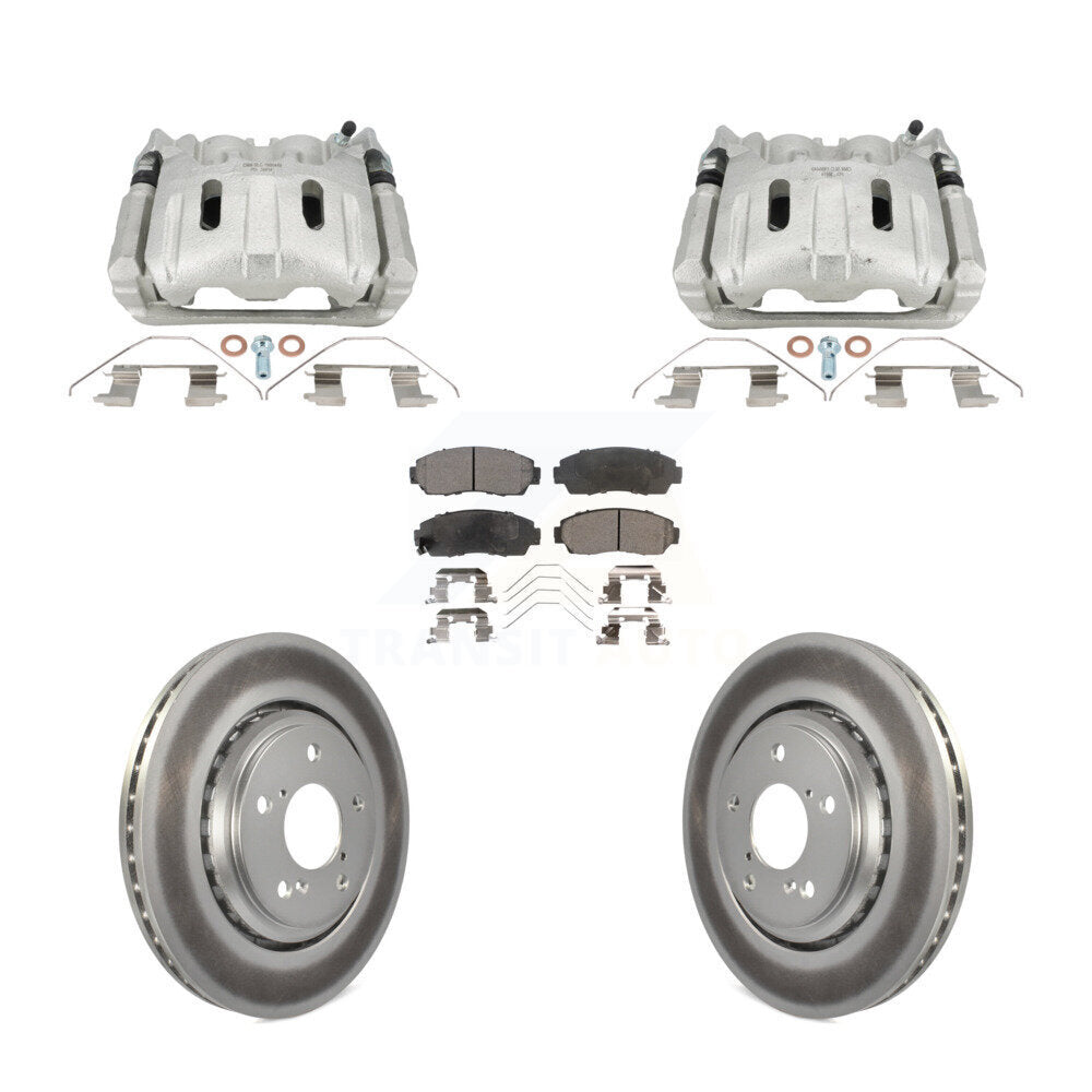 Front Disc Brake Caliper Coat Rotors & Semi-Metallic Pad Kit For 2015-2017 Honda Odyssey KCG-101133P