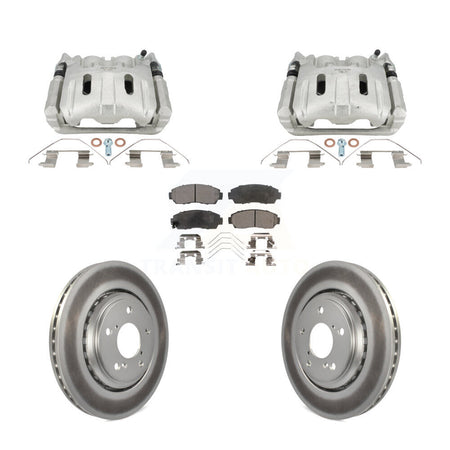 Front Disc Brake Caliper Coat Rotors & Semi-Metallic Pad Kit For 2015-2017 Honda Odyssey KCG-101133P