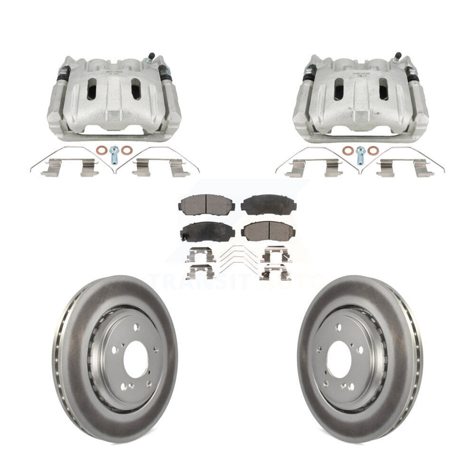 Front Disc Brake Caliper Coat Rotors & Semi-Metallic Pad Kit For 2015-2017 Honda Odyssey KCG-101133P