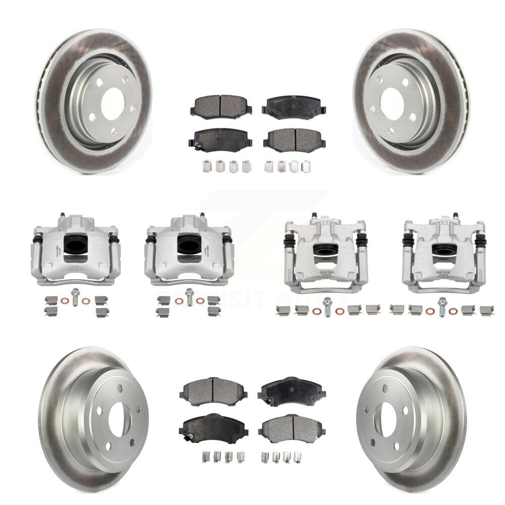 Front Rear Disc Brake Caliper Coat Rotors Semi-Metallic Pad Kit (10Pc) For Jeep Wrangler KCG-101134P