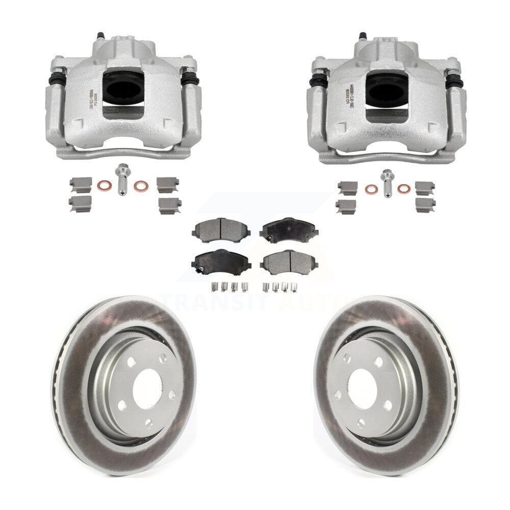 Front Disc Brake Caliper Coated Rotors And Ceramic Pads Kit For Jeep Wrangler KCG-101134T