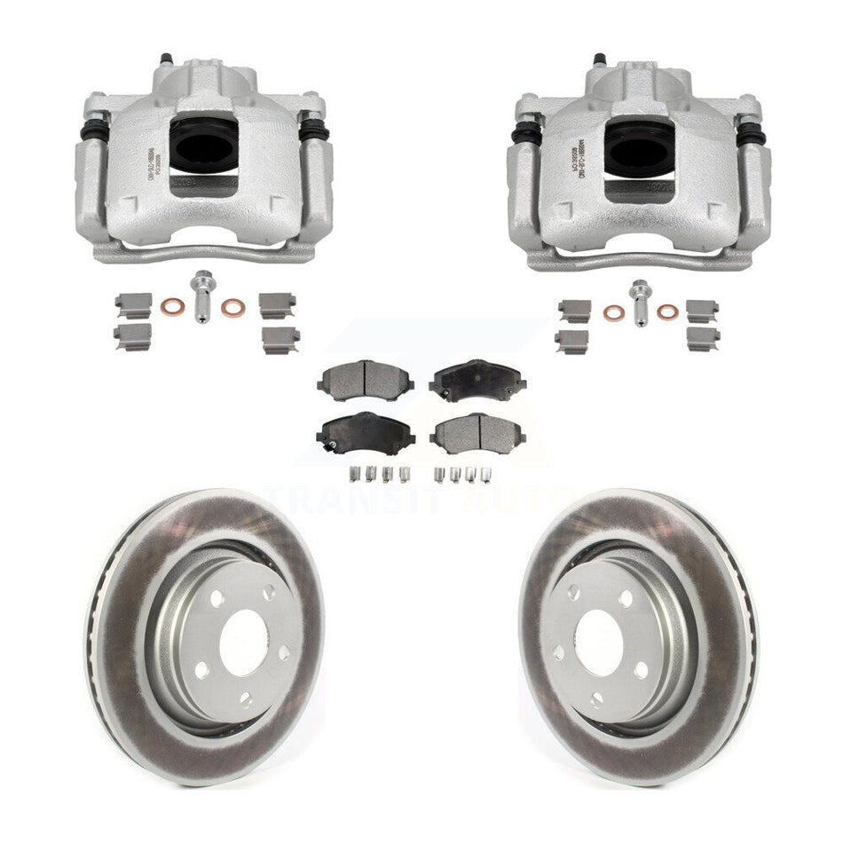 Front Disc Brake Caliper Coated Rotors And Ceramic Pads Kit For Jeep Wrangler KCG-101134T