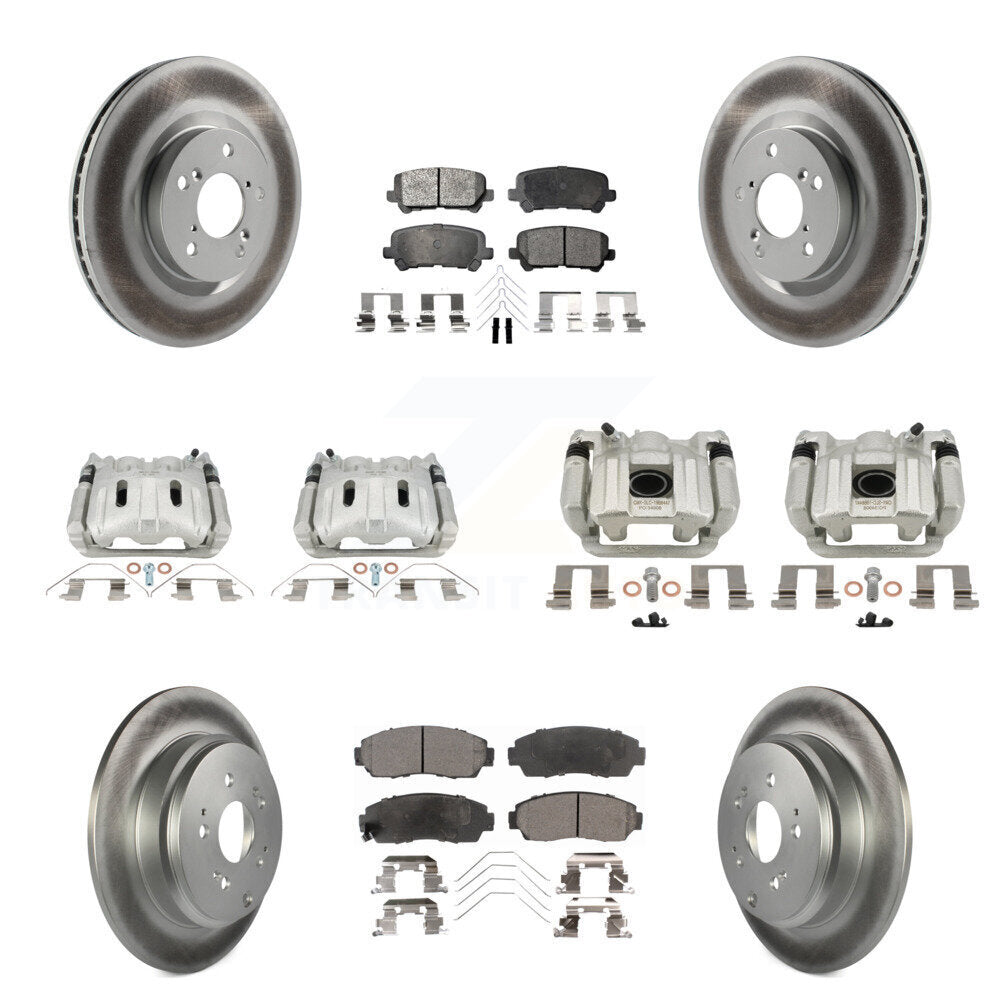 Front Rear Brake Caliper Coat Rotor Semi-Metallic Pad Kit (10Pc) For 11-14 Honda Odyssey KCG-101137P