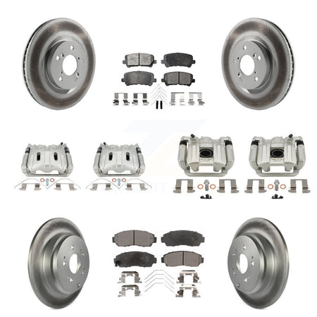 Front Rear Brake Caliper Coat Rotor Semi-Metallic Pad Kit (10Pc) For 11-14 Honda Odyssey KCG-101137P