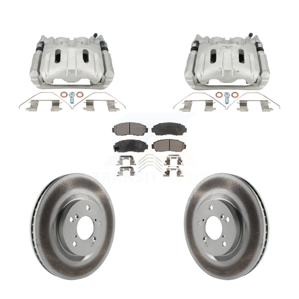 Front Disc Brake Caliper Coated Rotors And Ceramic Pads Kit For 2011-2014 Honda Odyssey KCG-101137T