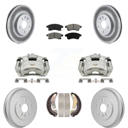 Front Rear Brake Caliper Coat Rotor Drum Semi-Metallic Pad Kit (8Pc) For Chevrolet Sonic KCG-101138S