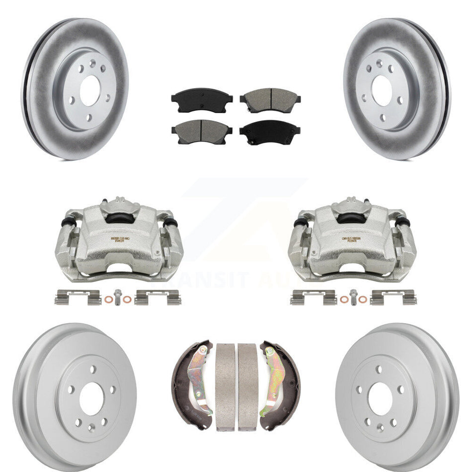 Front Rear Brake Caliper Coat Rotor Drum Semi-Metallic Pad Kit (8Pc) For Chevrolet Sonic KCG-101138S