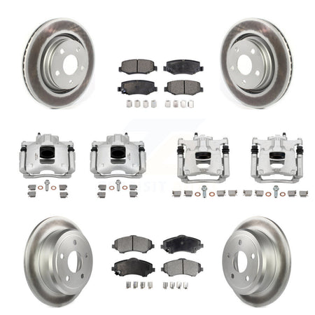 Front Rear Disc Brake Caliper Coated Rotors And Ceramic Pad Kit (10Pc) For Jeep Wrangler KCG-101138T