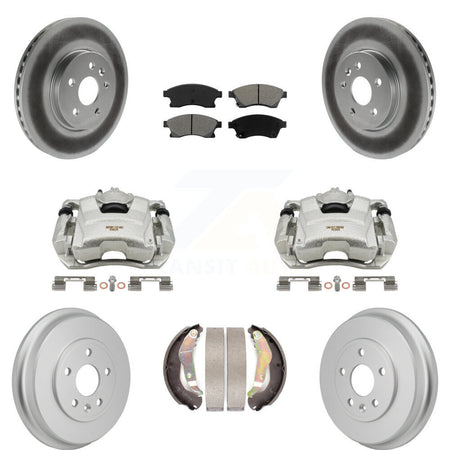 Front Rear Brake Caliper Coat Rotor Drum Semi-Metallic Pad Kit (8Pc) For Chevrolet Sonic KCG-101139S