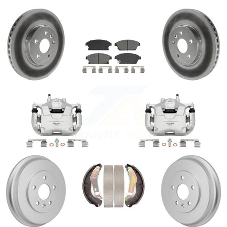 Front Rear Brake Caliper Coat Rotors Drum Semi-Metallic Pad Kit (8Pc) For Chevrolet Trax KCG-101140S