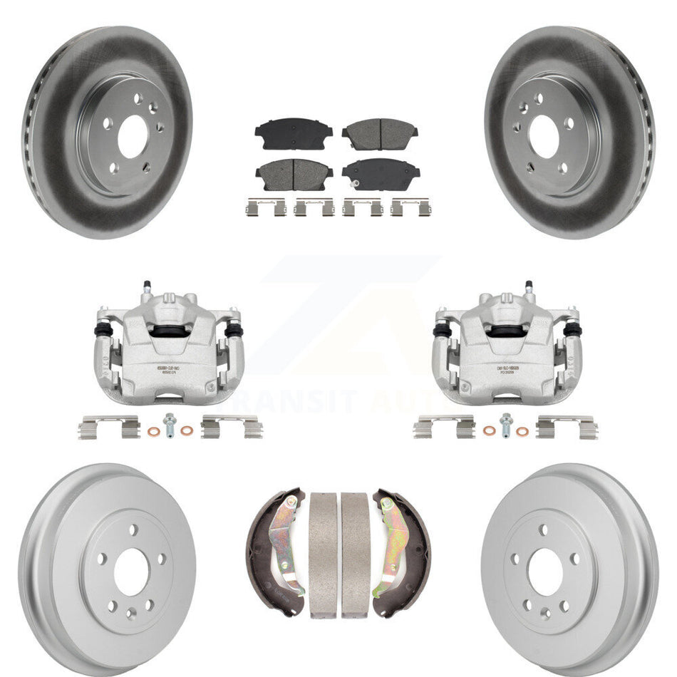 Front Rear Brake Caliper Coat Rotors Drum Semi-Metallic Pad Kit (8Pc) For Chevrolet Trax KCG-101140S